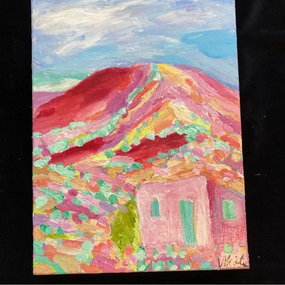 Pink Casa In Southwest”“An Original art AcrylicPainting 16”x12”x1.5” Original